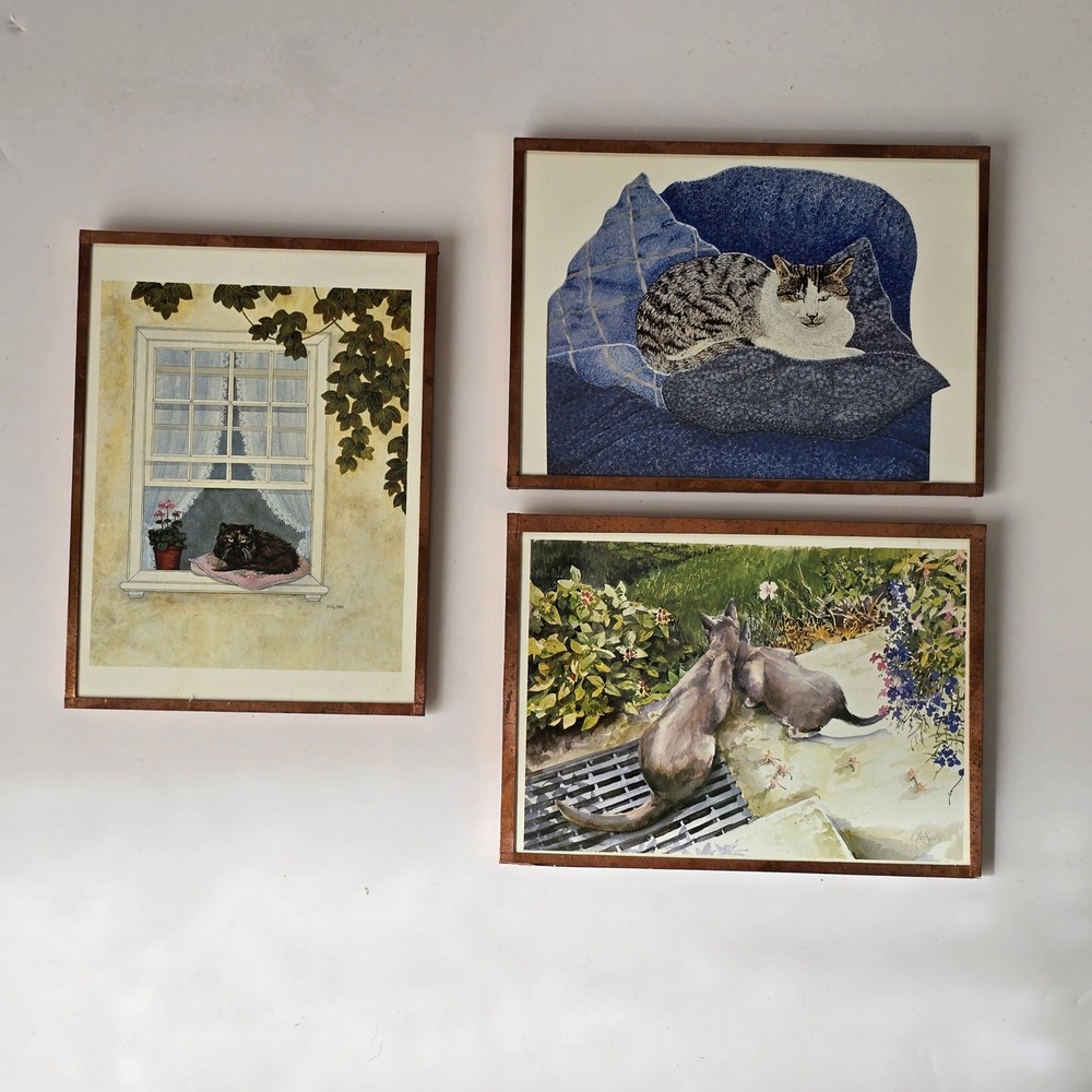 Cat Art Postcard Set of 3 Copper Framed Cottagecore Pavilion‎ Books